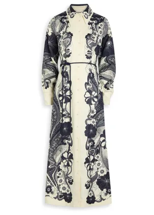 Alemais Alemais Mickey Printed Linen Midi Shirt Dress - Navy - 10 (UK10 / S)