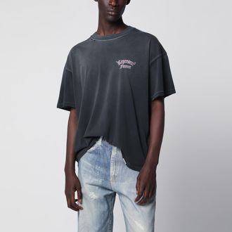 Represent T-shirt girocollo in cotone effetto used nera