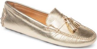 Patricia Green Jordan Moc Toe Tassel Loafer in Gold Leather at Nordstrom, Size 7.5