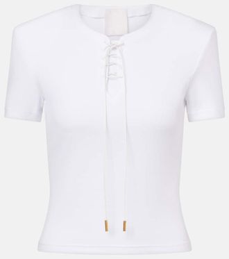 Givenchy 4G lace-up cotton-blend jersey T-shirt