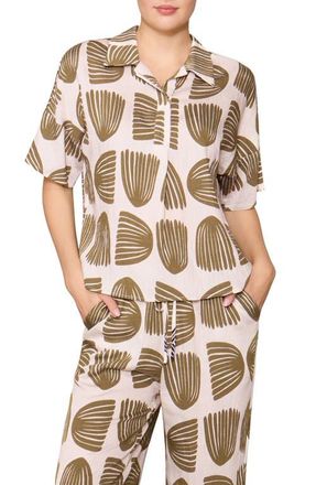 Melloday Easy Woven Pullover Shirt in Bone Olive at Nordstrom, Size X-Small