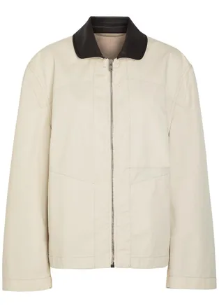 Christophe Lemaire Leather Collar Cotton Jacket - Ivory - S (UK8-10 / S)