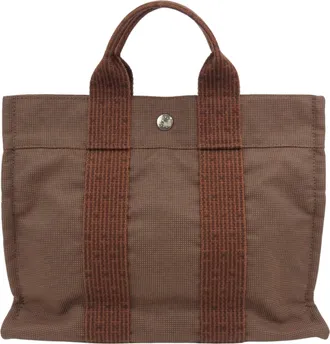 Herm&egrave;s Brown Polyester Tote Bag (Pre-Owned)