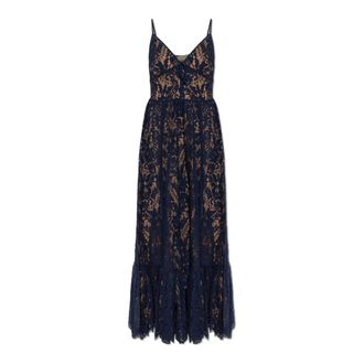 Michael Kors Party Dresses, female, Blue, Size: L Corded Floral Lace Maxi Dress