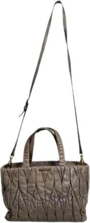 Miu Miu Pre-owned Matelass&eacute; Handbag - Dames - Vintage Handtas - Grijs - ONE Size - Leer - Vintage