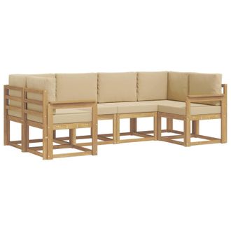 vidaXL Conjunto De Sof&aacute;s De Exterior Con Coj&iacute;n 6 Pcs Y Beige Vidaxl