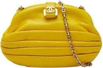 Chanel Pre-owned Vintage Shoulder Bag - Dames - Vintage Clutch - Geel - ONE Size - Leer - Vintage