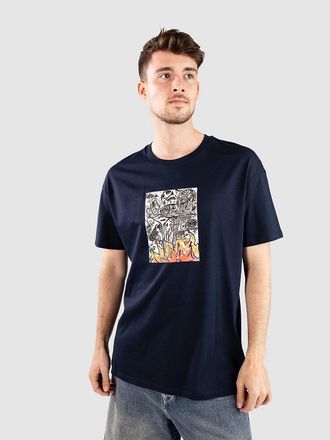 Poetic Collective Burning Skull Camiseta azul