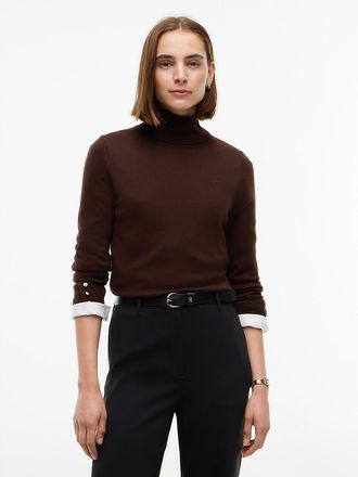 Tommy Hilfiger Womens Merino Wool Turtleneck Sweater - Chocolate - XL