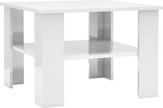 vidaXL Vidaxl - Mesa de centro madera contrachapada blanco brillante 60x60x42cm