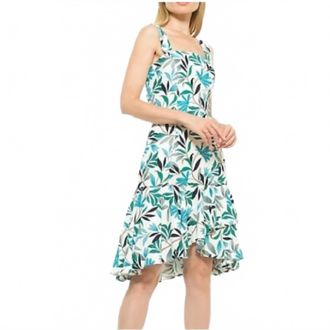 Alexia Admor Ariana Linen Blend Flounce Midi Dress In Blue Multi