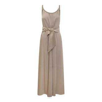 Emporio Armani Maxi Dresses, female, Beige, Size: XS Crepe Twill Dress with Sash