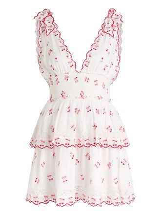 LoveShackFancy Soira embroidered cotton mini dress - White