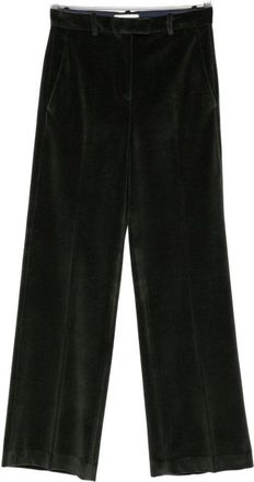 Circolo 1901 Wide-Leg Trousers In Rich Green Velvet Finish