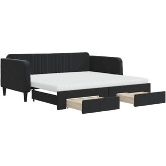 vidaXL Vidaxl - Sof&aacute; Cama Nido Con Cajones Terciopelo Negro 90x190 Cm