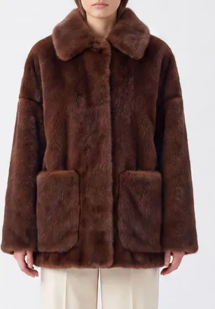Herno Cappotto in pelliccia sintetica con collo classico e spalle scese