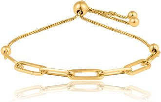 MAX + STONE Gold Plated or 925 Sterling Silver Paperclip Bracelet with Bolo Clasp