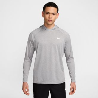 Nike Mens Swim Hydroguard Essential Dri-FIT UV Long Sleeve Hooded Top in Grey | NESSB669-090