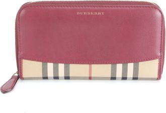 Burberry Bordeaux Brown Canvas Leather Long Wallet (Bi-Fold) (Pre-Owned)