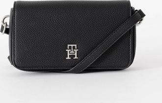 Tommy Hilfiger Womens Tommy Hilfiger TH Emblem Flap Womens Crossover Bag - Black - Size: ONE size