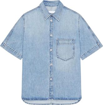 Givenchy Overhemden, Heren, Blauw, M, Short Sleeve Shirts