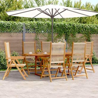 vidaXL Set De Comedor Jard&iacute;n 7 Pzas Polipropileno Madera Maciza Beige Vidaxl