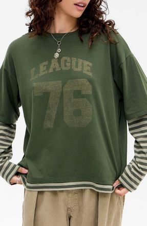 BDG League 76 2-in-1 Cotton Top in Green at Nordstrom, Size X-Large