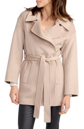 Belle & Bloom Eternal Flame Tie Waist Wool Blend Coat in Sand at Nordstrom, Size X-Small