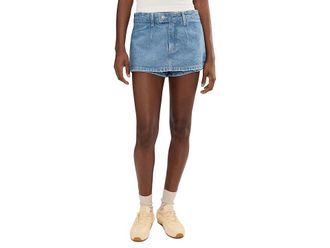 Free People We The Free Gallivanting Peekaboo Skort Womens Skirt Oasis Blue : 28, Cotton/Denim/Lyocell