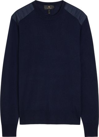 Belstaff Kerrigan Panelled Shoulders Wool-blend Jumper - Navy - Xxl