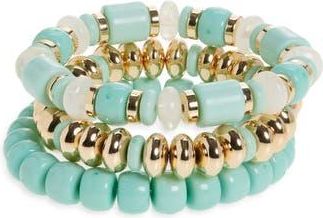 Nordstrom Rack 3-Pack Assorted Beaded Bracelet Set in Turq Multi- Gold at Nordstrom Rack