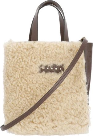 Marni Brown Fur-Blend Logo Handbag