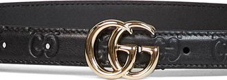Gucci Womens Belt Gg Marmont Slim Black Calfskin