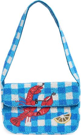 Collection XIIX Beaded Gingham Lobster Baguette Shoulder Bag in Blue Multi at Nordstrom Rack