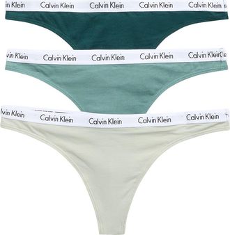 Calvin Klein Logo Assorted Thongs - Pack of 3 in Seamoss/Sage Grn/Misty Sage at Nordstrom Rack, Size Medium