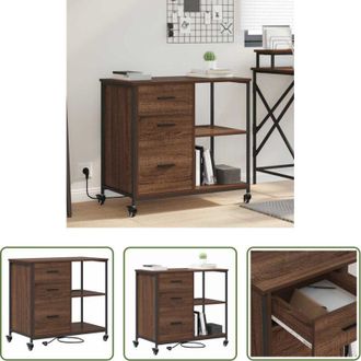 vidaXL Armadietto ufficio - Cabina con Stazione di Ricarica Rovere Marrone 76 x 41 x 72 cm