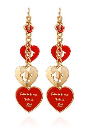 True Religion Cascading red heart linear earring in Goldtone at Nordstrom