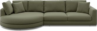 Castlery Hamilton Round Chaise Sectional Sofa Left Facing Customized, Performance Fleece Moss, Spill Resistant, Removable Covers for Sofas, Castlery