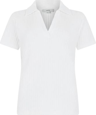 Vince Geribbelde polo van katoenmix - Dames - Polos - Wit - M - Katoen - Tops