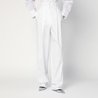 Sportmax Wide white cotton trousers