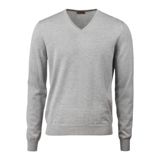 Stenstr&ouml;ms Grijze Merinowol V-Hals Trui - Heren - Truien - Grijs - Maat: XL Wol