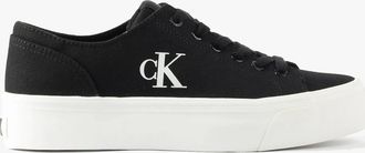 Calvin Klein Womens Calvin Klein VULC FLATFORM LOW Womens Trainers Black/Bright White - Size: 6.5