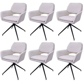 Hhg Set 6 sedie sala pranzo cucina HHG 638 girevole posizionamento automatico, tessuto boucl&eacute; (540g/m&sup2;) mvg, avorio