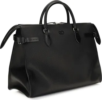 Valentino Garavani Mens Large Antibes Top Handle Bag Nero Calf Leather Bos Taurus Shoulder