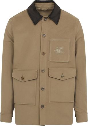 Etro Beige Embroidered Logo Jacket