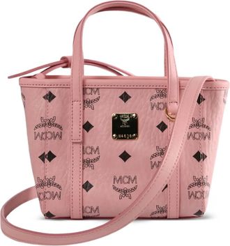 MCM monogram logo-plaque tote bag - Rosa
