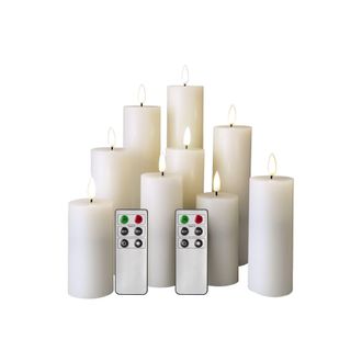 Mobili Rebecca Mobili Rebecca - Rebecca Mobili Juego De 9 Velas El&eacute;ctricas Blancas Sin Llama Con Mando A Distancia
