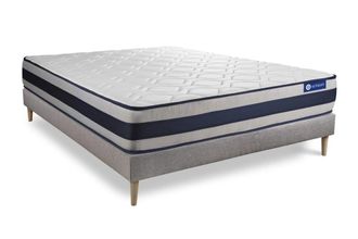 Actisom Somier gris + colch&oacute;n con l&aacute;tex y espuma viscoel&aacute;stica 160 x 200