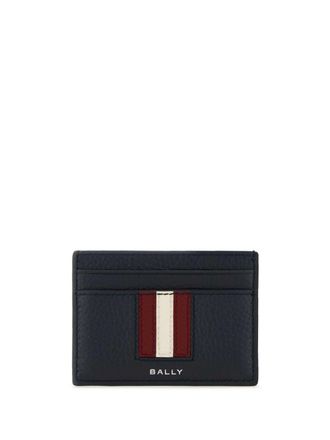 Bally logo-print leather card holder - men - Calf Leather - One Size - Blue