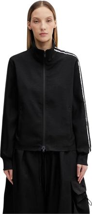 Yohji Yamamoto Sport Uniform Raw Cut 3-Stripes Track Top - Dames - Vesten met rits - Zwart - S - Polyester - Hoodies & sweatvesten